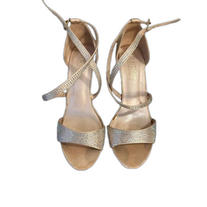 De Blossom Collection Hannah Satin Rhinestone Heel Nude